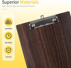Wood-Grain Lap Board Clipboard, for Letter & A4 Size Solid Wood Texture Writing & Sketching Board with Heavy-Duty Clip (Walnut, 5)