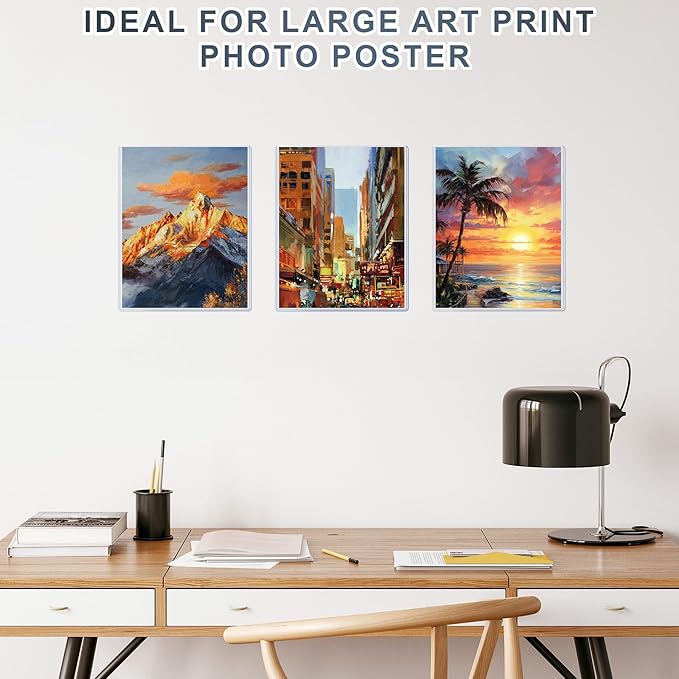 AKONEGE 5PCS 11" x 14" Rigid Print Protectors Hard Plastic Sheet Page Protectors Heavy Duty Top Loading Menu Covers Poster Sleeves Clear Plastic Paper Sleeves for Magazine Prints Photo Document