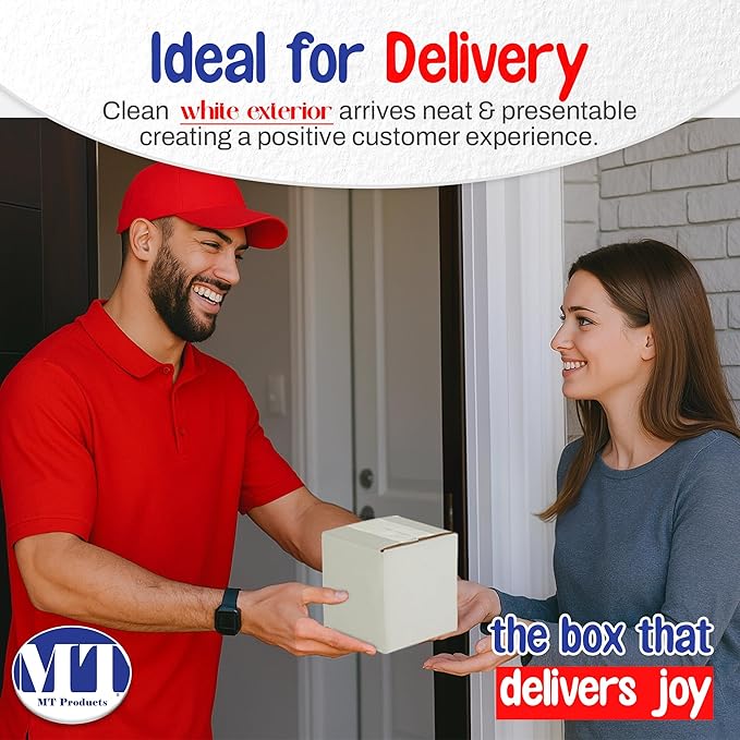 MT Products Sturdy White Corrugated Cardboard Shipping Boxes 6" x 6" x 6" - Small Mailing/Moving Boxes for Transport - Pack of 10