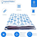 Inspired Mailers - Large Holiday Poly Mailers 14.5 x 19-50 Pack - Snowflake Baubles (Blue) - Large Mailing Envelopes - Large Christmas Shipping Envelopes