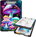 A4 Clipboards,Heavy Duty Waterproof Nursing Plastic Folder Clipboard with Storage Clip Boards,File Folder Storage Box Clipboard Case for Teacher,Doctor,Offices,Pretty Mushroom