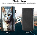 Car Registration and Insurance Holder, Leather Car Glove Box Organizer, Cool Car Accessories for ID, Driver's License Cards & Essential Document,business cards,Men&Women,Cat Grays