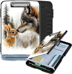 Clipboard with Storage Box & Pen Holder,Heavy Duty Clip Boards 8.5x11 for Nursing,High Capacity,School & Office Supplies,Wolf Rabbit Forest