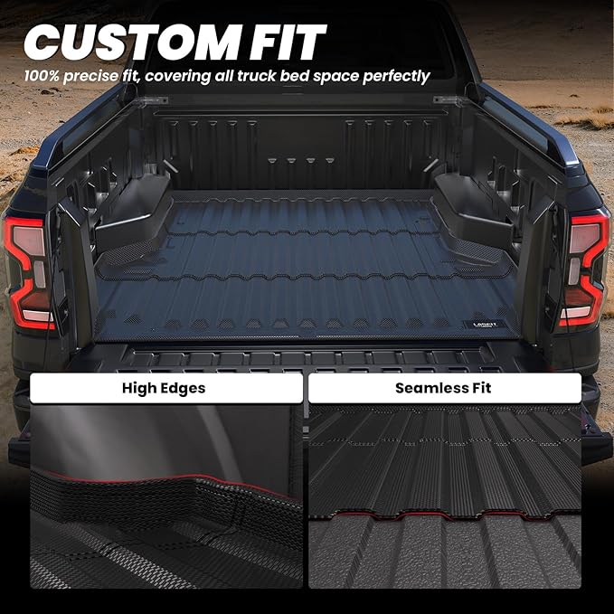 LASFIT Bed Mat for Ford Ranger 2025 2024 5.0ft Truck Bed All Weather Protector TPE Easy Clean Durable Bed Liner -Not Fit for Drop in Bedlienr