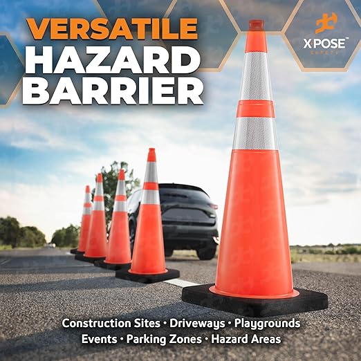 Xpose Safety 36 Inch Orange Traffic Cones Heavy Duty 12lb 6" & 4" Collar - Bulk Full Pallet 243 Pack - Multipurpose PVC Plastic Safety Cone Parking, Soccer, Caution & Construction - DOT Approved