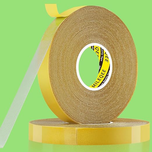 2Pack Double Sided Tape Heavy Duty, 0.59" x 66FT (132FT Total), Super Sticky Resistente Clear Tape, Universal High Tack Strong Wall Adhesive with Fiberglass Mesh,Easy Use Mounting Tape