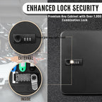 Flexzion Key Box Wall Mount with Code - Black Key Cabinet Lock Box Key Storage Box Wall Mount with Combination Lock, Secured Key Organizer Box with 48 Colored Key Holder for Homes, Office, Apartments