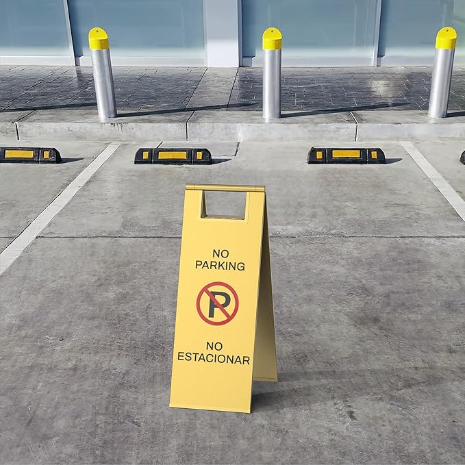 2-Pack No Parking Sign, stainless steel,24 Inch Height, Double Sided A-Shaped Frame No Parking Sign, Folding No Parking Signs for Outside, Lawn, Driveway, Garage, Yard, Fire Lane