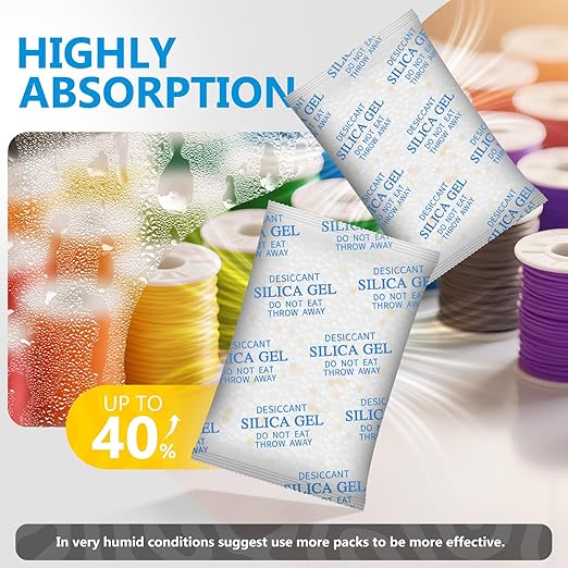 Moisture Absorbers - 50 Gram 22 Packs Silica Gel Packets with Color Indicating, Desiccant Packs for Storage, Food Grade Silica Packets for Seeds, 3D Filaments, Electronics, Safes