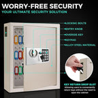 Flexzion Key Box Wall Mount With Code, Key Cabinet, Key Deposit Slot, 40 Key Holder Organizer Locker Case, Colored Key Tags Wall Mounted Lock Box For Keys Storage (Gray)
