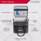 HeatsBox Insulated Food Carrier Bag - Keep Your Meals Cold and Ready to Heat - Black, 2 Compartments - Carry Bag