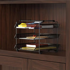 Deco Brothers Stackable Sliding Letter Tray Paper Organizer, 3 Tier, Black