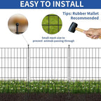 No Dig Fence Outdoor Dog Fences 10 Panels,32in (H) x 24.6 ft (L) Decorative Metal Garden Fence with Gate,Garden Fence Animal Barrier,Garden Fencing for Yard Rustproof