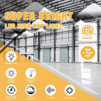 UFO LED High Bay Light 100W 4Pack, High Bay LED Shop Lights 14,000LM Dimmable, 6' Cable with US Plug, Hanging Hook, Safe Rope, ETL Listed LED High Bay Light for Warehouse Factory Barn Shop