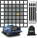 Tecoom Truck Bed Cargo Net, 7.12'x6.66' Heavy Duty for Pickup Truck Bed with Adjustable Cam Buckles, 4 S-Hooks, 2 Cross Strap, 1,500 lbs Capacity Accessory