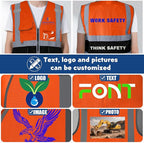 BeautyWill 10/20 Pack Custom Logo Safety Vest,Bulk High Visibility Class 2 Reflective Work Vests