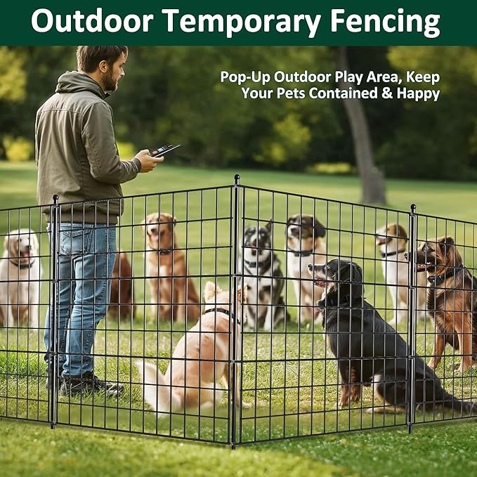 10 Panels Decorative Garden Fence Animal Barrier Heavy Duty No Dig Dog Fence Outdoor for Yard 32 in(H) X 23.6 ft(L) Garden Fencing with Ground Stakes for Backyard, Patio Decor