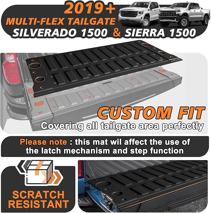 TripleAliners Tailgate Mat for 2019-2025 2026 Chevy Silverado & GMC Sierra 1500 Multipro Tailgate Accessories Liner Protector All Weather TPE Custom Fit (Won't Fit Standard Tailgate/Drop-in Liners)