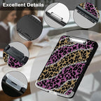 Clipboard with Storage,Office Supplies Nursing Clipboards Folder with Pen Holder Plastic Storage ClipBoard Foldable for Teacher Nurse,Pink Golden Leopard