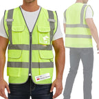SIFE Reflective Safety Vest High Visibility Vest With 7 Pockets And YKK Zipper, ANSI/ISEA Class 2 Standard, Made With 3M Reflective Tape(03YG-Yellow Mesh,3XL)