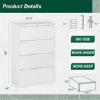 Superday Lateral File Cabinet 4 Drawer, Filing Cabinets with Lock, Large Deep Locking Metal File Cabinets Two Drawer Filing Cabinet for Home Office/Legal/Letter/A4/F4(White)