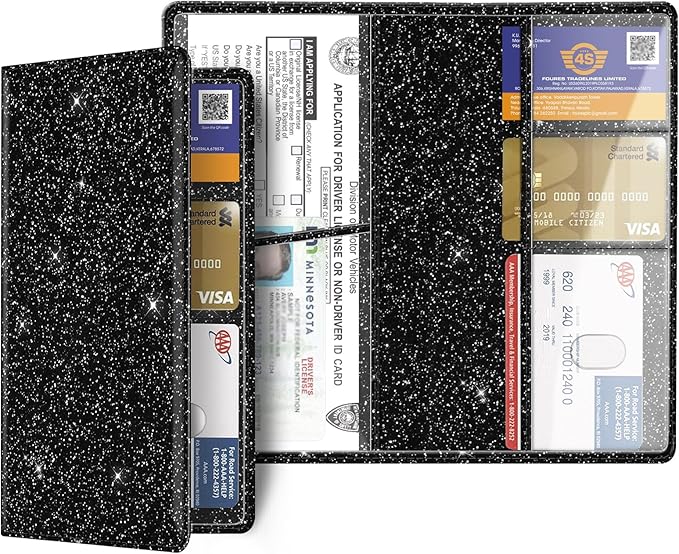 FINPAC Car Registration and Insurance Card Holder, Vehicle Glove Box Card Organizer Wallet Automobile Accessories for License