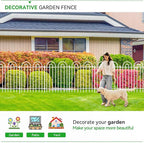 10 Panels Decorative Garden Fence with Gate, 42in(H)×21.6ft(L) Tall No Dig Fence Animal Barrier, Metal Tube Garden Edging Border, Reusable Ground Defense Temporary Fencing for Outdoor Yard, White