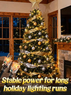 Lighted End Heavy Duty Outdoor Extension Cord Waterproof -16AWG, 3 Prong, 15A, 1875W, Flexible Black Power Extension Cord for Outsides, 6ft
