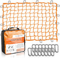 Seven Sparta 5’ x 7’ Bungee Cargo Net Stretches to 10' x 14' for Truck Bed, Pickup Bed, Trailer, Trunk, SUV with 16 Bonus D Clip Carabiners Car Organizer Net for Large Loads (Orange, 5'x7')
