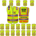 BeautyWill Custom Logo 10 Pockets Safety Vest Class2 ANSI Certified High Visibility Reflective Vest