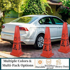 BESEA Caution Cone 6 Pack, 28" Caution Cone with Weighted Base, Red 4-Sided “Cantion Do NOT ENTER ” Warning Cone for Creation Area Driveways, Business Parking Lots, Garages, Indoor/Outdoor
