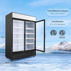 Wilprep Two Door Commercial Refrigerator, 40 cu. ft. Swing Door Merchandiser Refrigerator with Tempered Glass & LED Lighting, ETL Listed Fog Free Beverage Display Refrigerator for Office Bar Store…