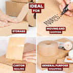 XFasten Water Activated Tape Brown with Reinforced Fiberglass Backing 2.75-Inch x 375-Feet (8-Pack, 3000ft Total) Water Activated Gummed Paper Tape Brown Kraft Paper Packaging Roll for Moving Boxes