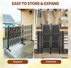 TECSPACE Aluminum Expandable Garden Fence, Portable Barricade Gate with Casters, Expansion Size 201×15.2×40.6 inches, Adjustable Flexible Fence Mobile Barricade Safety Barrier