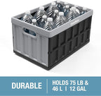 CleverMade Collapsible Storage Bins with Lids - Stone 3 Pack 46L - Plastic Containers Stackable Organization Crates Home Closet Space-Saving Durable