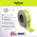 Kenco Color Coding Circle Dot Sticker Labels on a roll (Bright Yellow, 1 INCH 1000 Stickers)