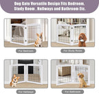 LZRS 2-Panel Freestanding Foldable Wood Dog Gate – Solid Wood & Steel Wire, Chew-Resistant Pet Barrier for Indoor Use, Ideal for Small to Medium Dogs, White