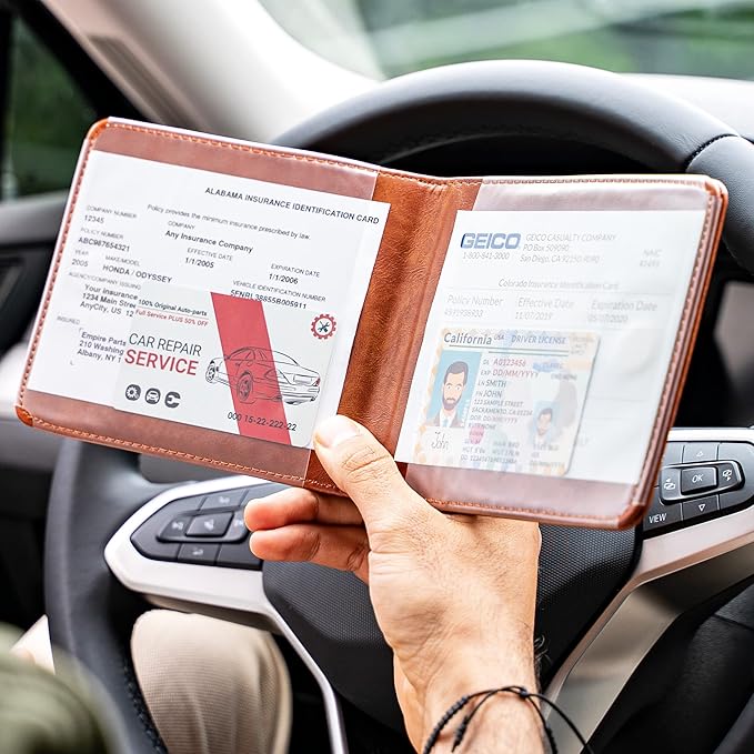 CANOPUS Car Registration and Insurance Holder, Magnetic Closure, Embossed Card Document Holder, Vehicle Glove Box Organizer, Wallet for Auto, SUV, Motorcycle, Truck, Waterproof, SUV Model