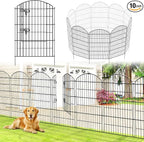 Metal Garden Fence 40 in H x 28 in W 10 Panels (9 Panels + 1 Gate) Total Length 23 ft, No Need Dig Rustproof Animal Barrier Fencing Border Fence for Dog, Patio,Yard, Landscape, Flower Bed