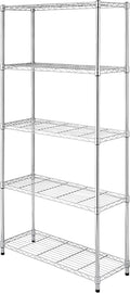 Whitmor 5 Tier Shelving Unit, Metal Storage Shelves, 400 lbs Capacity per Shelf, 2000 lbs Total, Adjustable Heavy Duty Shelf, Easy Assembly for Kitchen, Garage, Plant, 36" L x 14" W x 72" H, Chrome