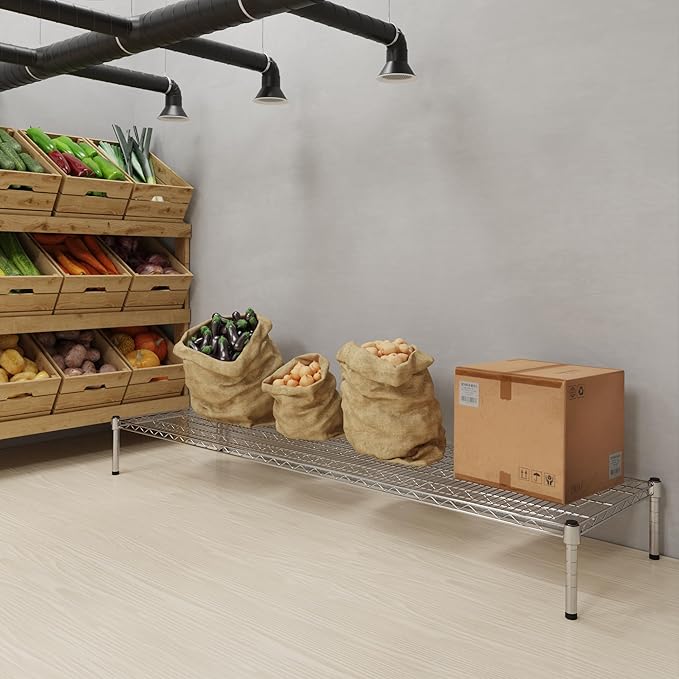 21''W x 72''L x 8''H Chrome Plated Wire Dunnage Rack | Off The Floor Storage