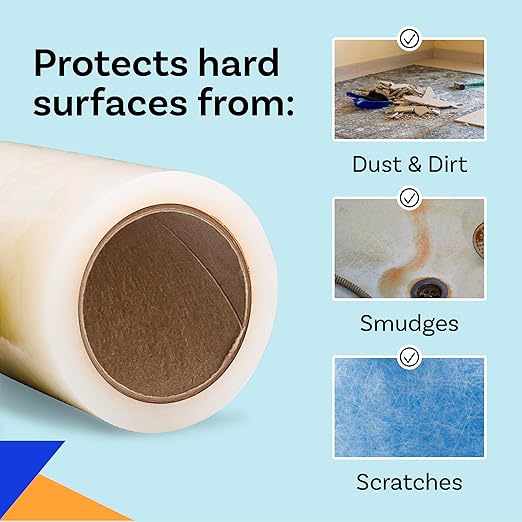 Multi-Surface Protection Film, 6 inch x 100' Roll, Removable Surface Protection Film for Plastic, Metal, Counters, Floors, and Appliances, Clear Self Adhesive Multi-Use Protective Tape
