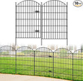 Metal Garden Fence with Gate 42in (H) x 23.3ft (L), 1 Gate+ 9 Panels Dog Fence Border Fence Animal Barrier, No Dig Garden Fencing for Yard Flower Bed Lawn Patio Outdoor, ECG4210, Black