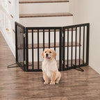 Freestanding Foldable Dog Gate - 3 Panel Room Divider (Black)