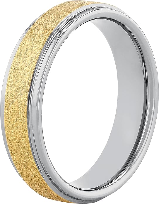 Men's 6mm Tantalum Carbide Contemporary Bands - Choice of Designs with Step Edges