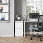 2 Drawer File Cabinet with Lock, Steel Vertical Filing Cabinets for Home Office, Small Metal Storage Cabinet for Hanging Legal/Letter Size Files, Assembly Required (White)
