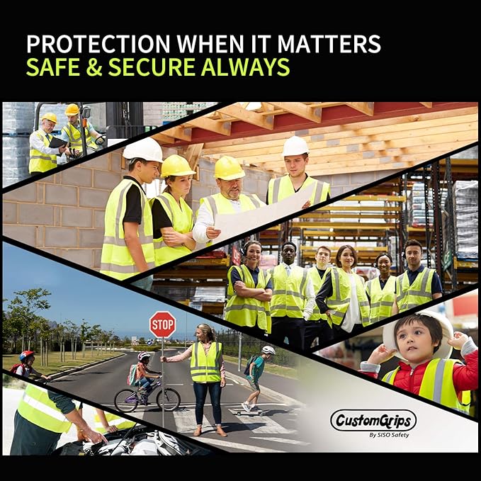 CustomGrips BY SISO SAFETY Vest with High Visibility Reflective Strip Work Vest