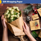 Vanhench Brown Wrapping Paper Roll, Craft Kraft Packing Paper 17.5"x 1200"(100') for Birthday Gift Bulletin Board Arts Bouquet Flower Table Covering Poster Shipping Christmas Supplies 70GSM 50LB