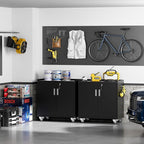 Metal Storage Cabinet with Wheels - Lockable, Rolling Tool Cabinet for Home, Office, Garage & Workshop - Black