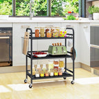HDANI 3 Tier Metal Rolling Utility Cart,High Capacity Multi Purpose Heavy Duty Cart for Office,Kitchen,Living Room,Bedroom,Black